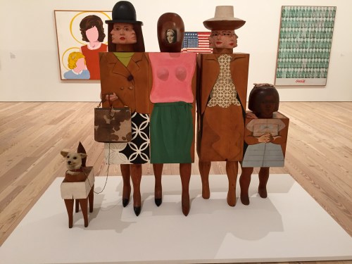 Women and a dog, by Marisol